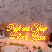 Paint and Shop Black Love Orange Neon Sign