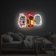 Panda Brown Bear And Ice Bear LED Neon Acrylic Artwork