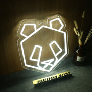 Panda Head Yellow Neon Sign