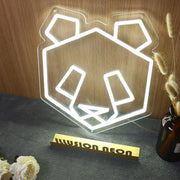 Panda Head Yellow Neon Sign