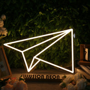 Paper Plane Yellow Neon Sign