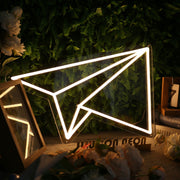 Paper Plane Yellow Neon Sign