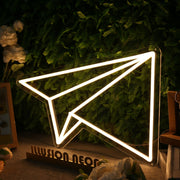 Paper Plane Yellow Neon Sign