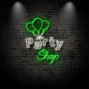 Party Shop With Balloons Neon Sign