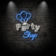 Party Shop With Balloons Neon Sign