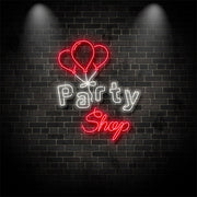 Party Shop With Balloons Neon Sign