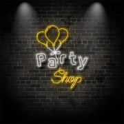 Party Shop With Balloons Neon Sign