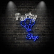 Party Shop With Balloons V2 Neon Sign