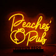 Peaches Pub Orange Neon Sign