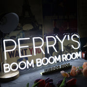 Perry's Boom Boom Boom White Neon Sign