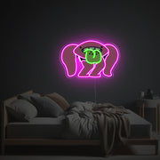 Pink Monster With Green Tongue LED Neon Acrylic Artwork