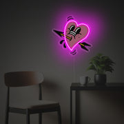 Pink Pierced Heart LED Neon Acrylic Artwork