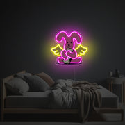 Pinky Dog With Yellow Wing LED Neon Acrylic Artwork