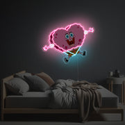 Pinky Heart Shaped Spongebob LED Neon Acrylic Artwork