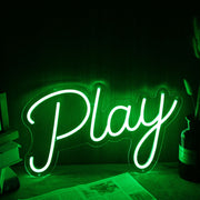 Play Green Font Neon Sign