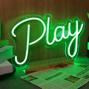 Play Green Font Neon Sign