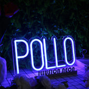 Pollo Blue Neon Sign