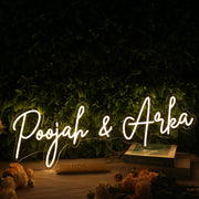 Poojah And Arka Yellow Neon Sign