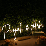 Poojah And Arka Yellow Neon Sign