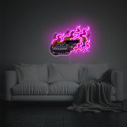 Purple Flame Sport Car LED Neon Acrylic Artwork