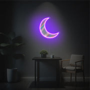 Purple Missing Moon LED Neon Acrylic Artwork