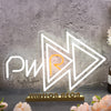 PWR With Fast Forward Key White Neon Sign