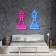 Queen King Chess Neon Sign