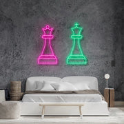 Queen King Chess Neon Sign