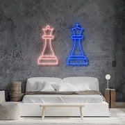 Queen King Chess Neon Sign