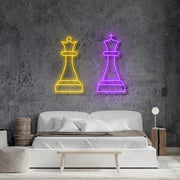 Queen King Chess Neon Sign