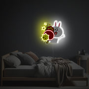 Rabbit With Red Hammer LED Neon Acrylic Artwork