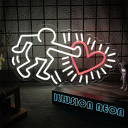 Radiant Glow Heart By Keith Haring Neon Sign