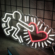 Radiant Glow Heart By Keith Haring Neon Sign