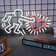 Radiant Glow Heart By Keith Haring Neon Sign