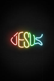 Rainbow Jesus Neon Sign