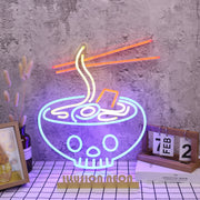 Ramen Served In Skull Bowl Custom Neon Sign