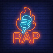 Rap Microphone Flame Neon Sign