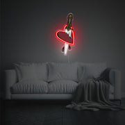 Red Heart Pierced By A Knife LED Neon Acrylic Artwork