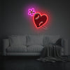 Red Heart With Flower LED Neon Acrylic Artwork