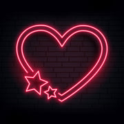 Red Love Heart Star Neon Sign