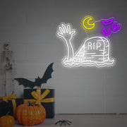 Rest In Peace In Halloween LED Neon Sign