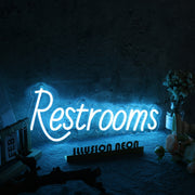 Restrooms Blue Custom Neon Sign