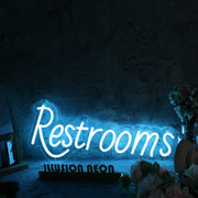 Restrooms Blue Custom Neon Sign