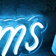 Restrooms Blue Custom Neon Sign