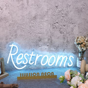 Restrooms Blue Custom Neon Sign