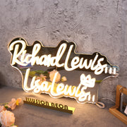 Richard Lewis Lisa Lewis Yellow Neon Sign