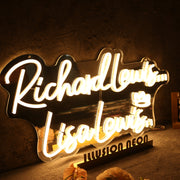 Richard Lewis Lisa Lewis Yellow Neon Sign