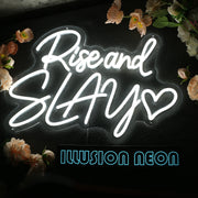 Rise And Slay White Neon Sign