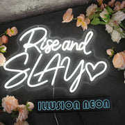 Rise And Slay White Neon Sign