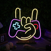 Rock Gesture With Game Controller Neon Sign